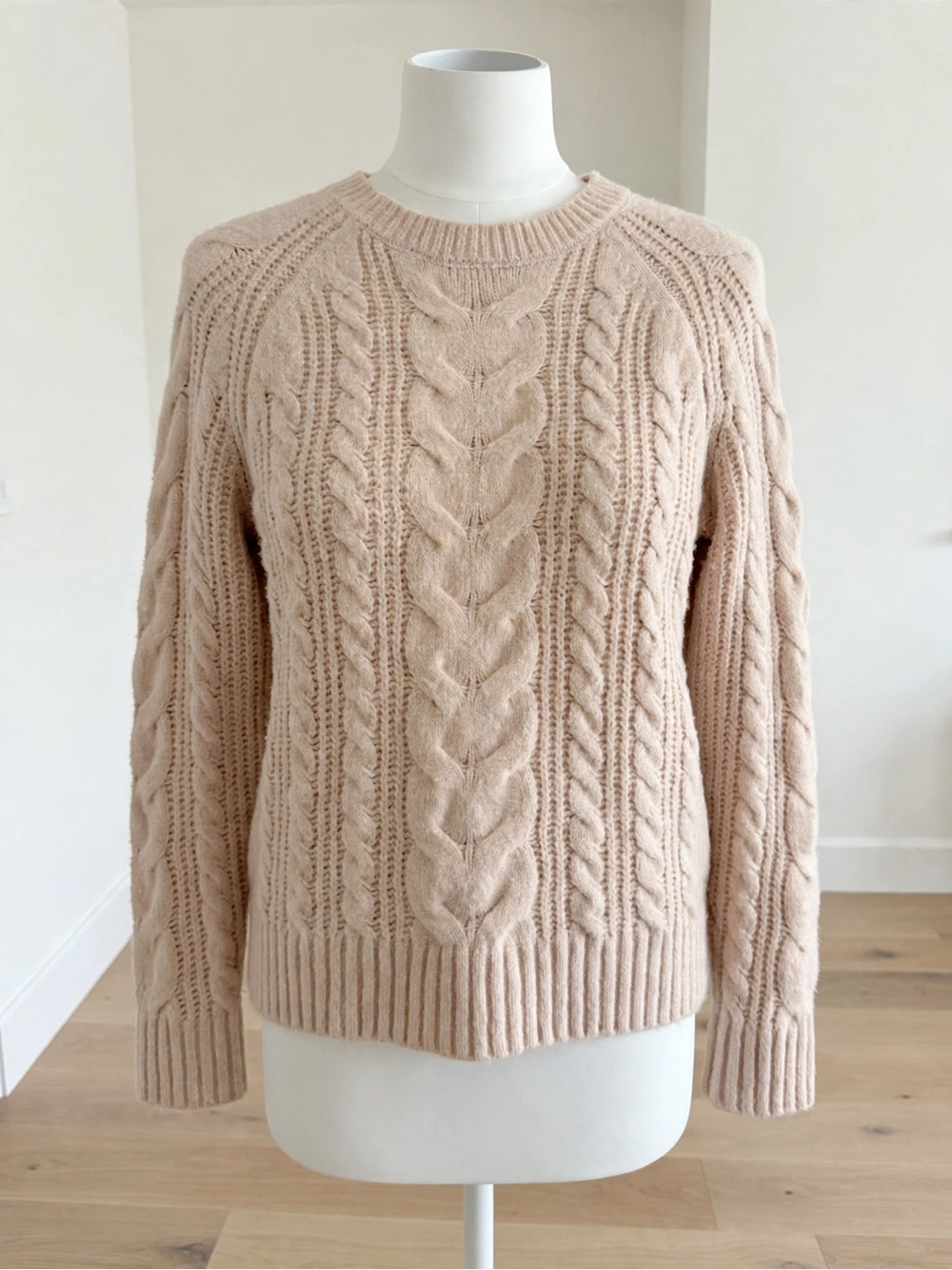 Rachel Zoe Cable Knit Crewneck Sweater - Blush Pink